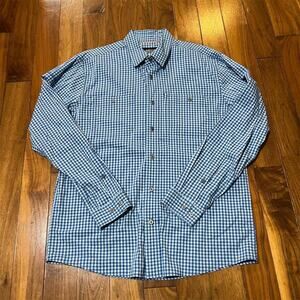 Orvis Men's Long Sleeve Check Shirt Blue Casual Button-Up